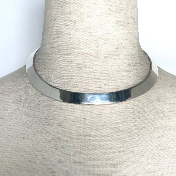 VTG Sterling Silver 925 Taxco Signed Polished Wide Torque Choker Necklace 49g - Picture 1 of 16